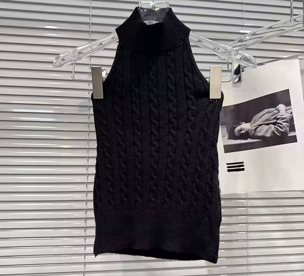 Women Halter Sleeveless Knitted Top