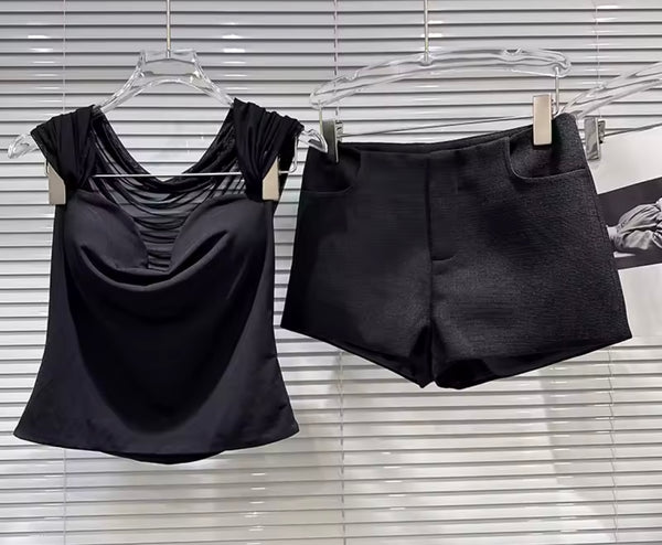 Women Fashion Sleeveless Two Piece Short Set