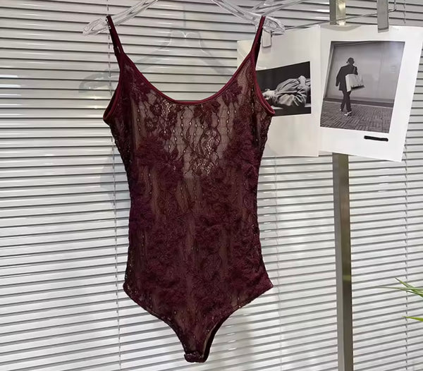 Women Burgundy Sleeveless Bodysuit Two Piece PU Short Set