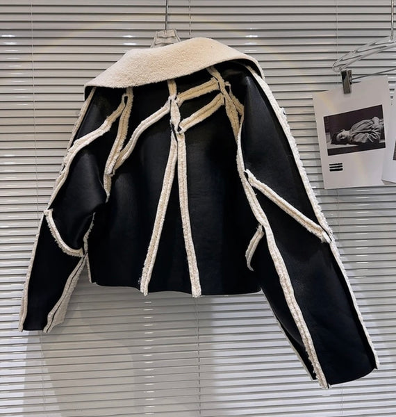 Women Fashion Warm Faux Leather Jacket