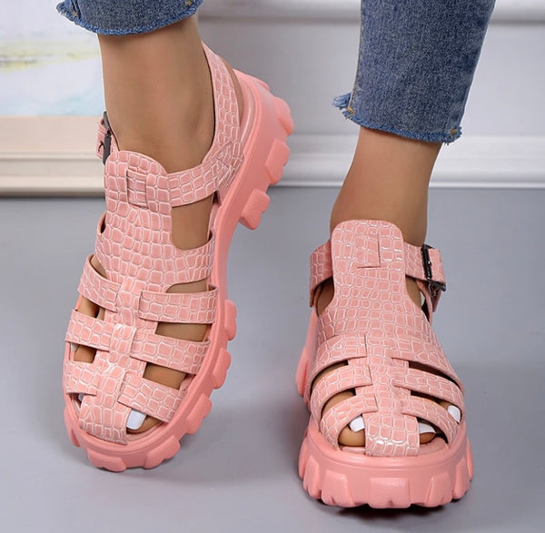 Women Fashion Color Ankle Strap Shoes