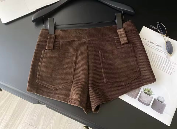 Women Fashion Corduroy Mini Shorts