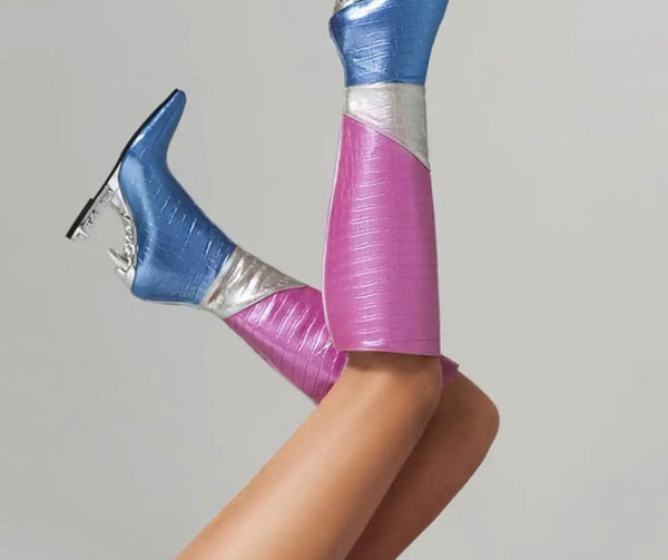 Women Fashion PU Multicolored Platform Wedge Knee High Boots