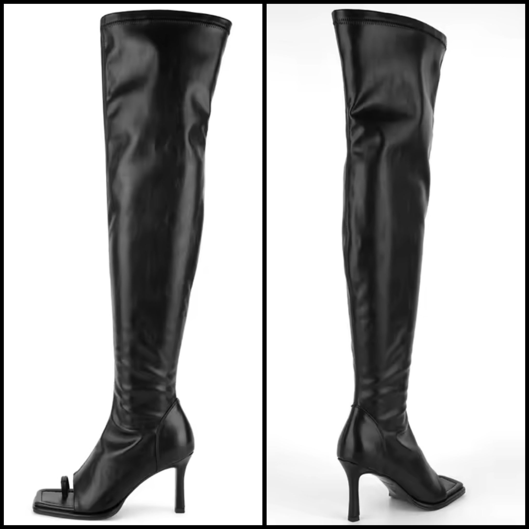Women Black Open Toe High Heel Fashion Over The Knee Boots