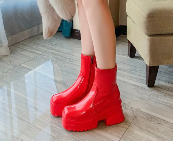 Women Fashion Ankle/Mid/Knee High Patent Leather Boots
