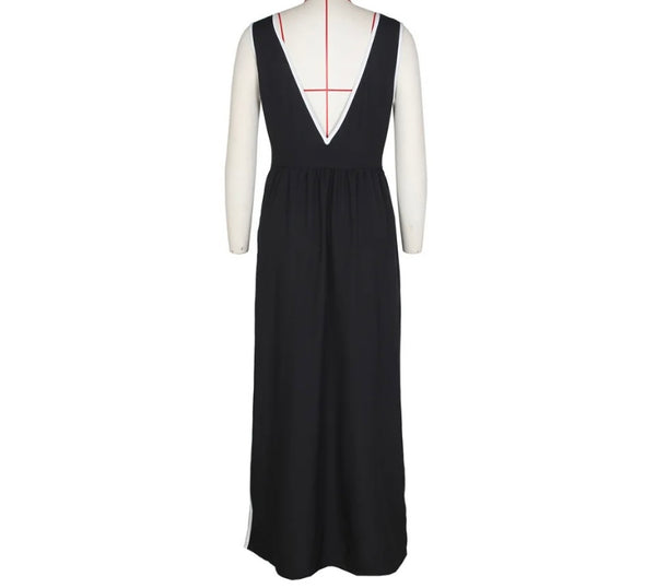 Women Sexy Fashion Sleeveless B&W Bow Long Top