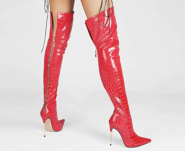 Women Fashion Color Over The Knee High Heel Boots