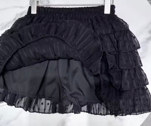 Women Ruffled Polka Dot Corset Two Piece Skirt Set