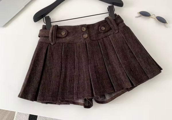 Women Sexy Fashion Button Up Pleated Skirt