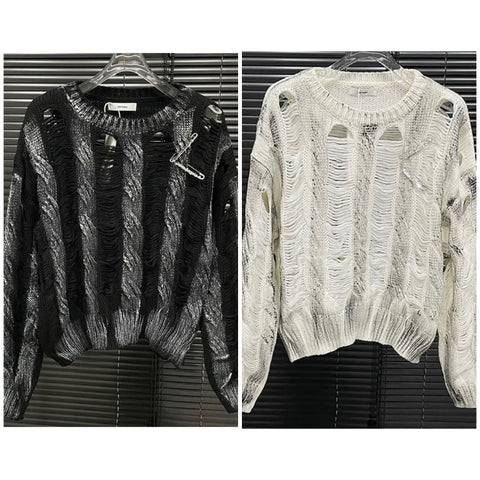 Women Fashion Printed Safety Pin Sweater Top