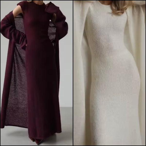 Women Fashion Knitted Two Piece Maxi Dress Set