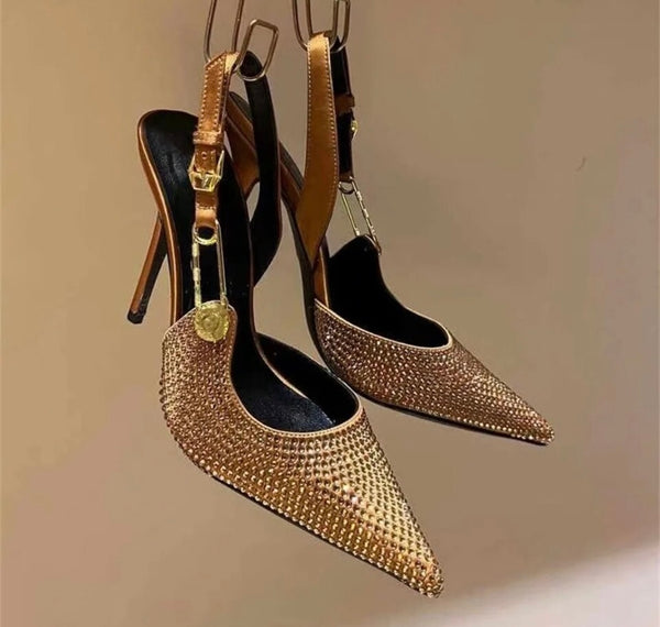 Women Fashion Bling High Heel Sling Back Shoes