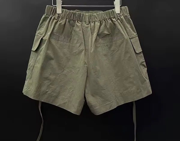 Women Fashion Green Ribbon Full Sleeve Two Piece Cargo Short Set