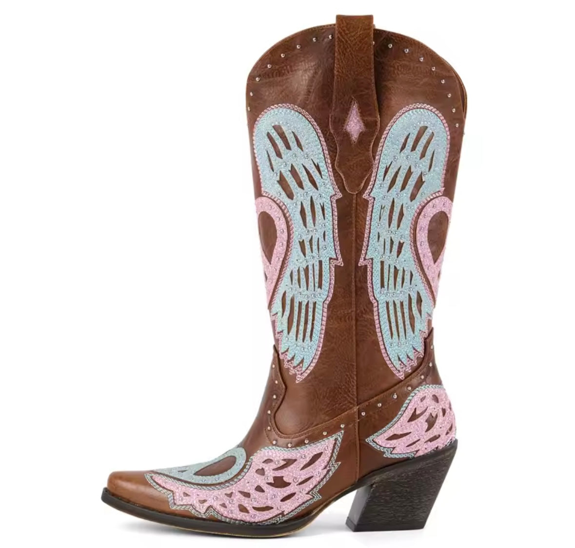 Women Fashion Color Bling Printed Knee High Western Boots