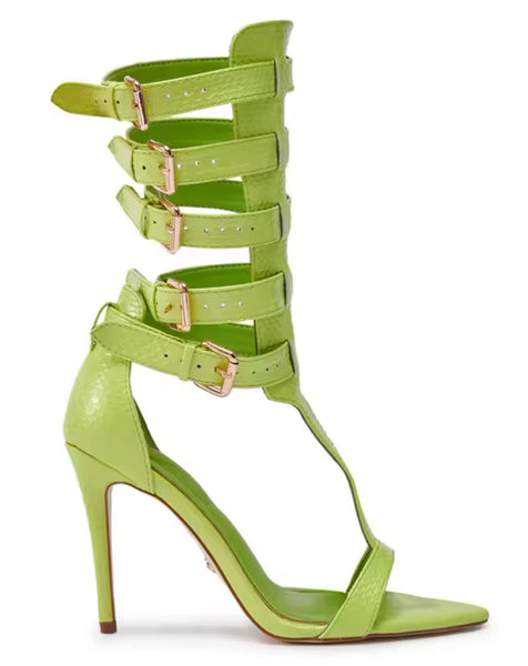 Women Fashion Color Buckled Ankle Strap High Heel Sandals