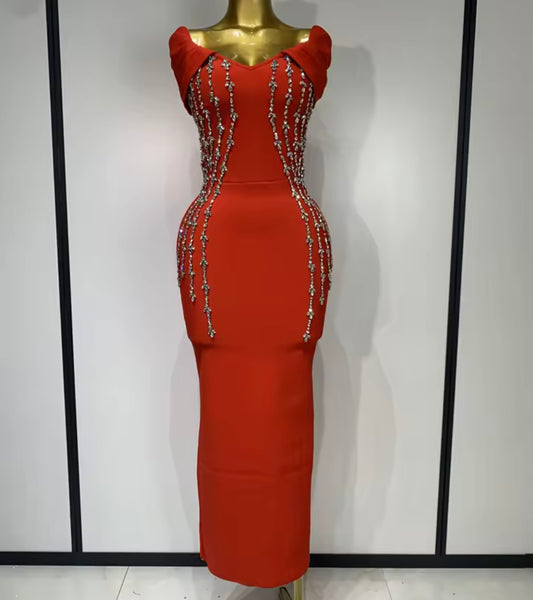 Women  Rhinestone Patchwork Sexy Sleeveless Bandage Dress