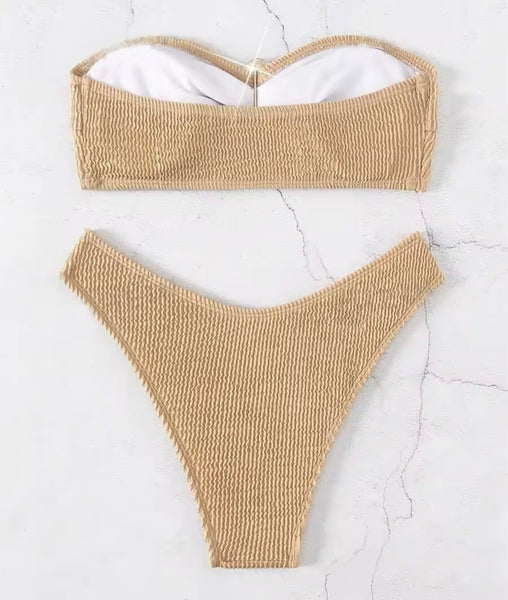 Women Sexy Metal Strapless Bikini Swimsuit