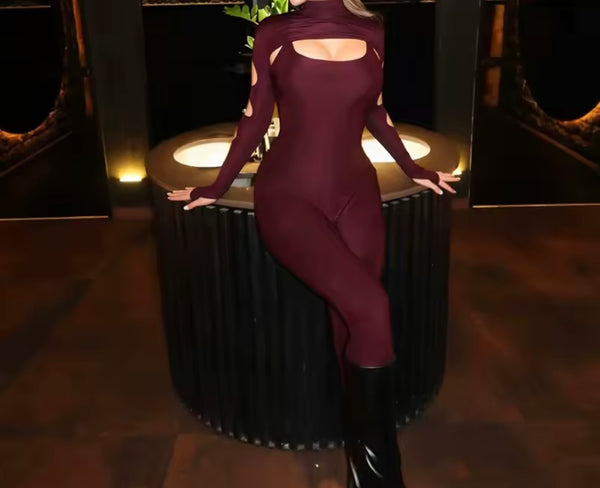 Women Fashion Cut Out Two Piece Jumpsuit Set