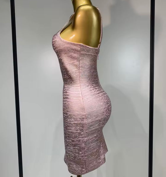 Women Sexy Sleeveless Metallic Bandage Dress