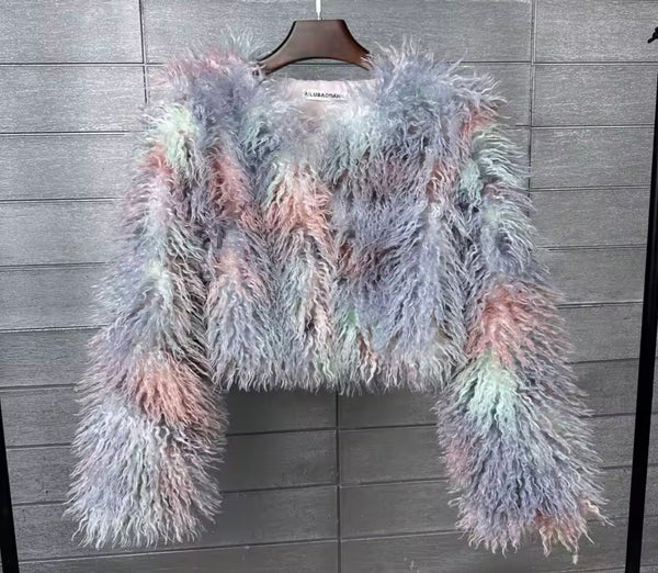 Women Multicolored Fashion Faux Fur Jacket