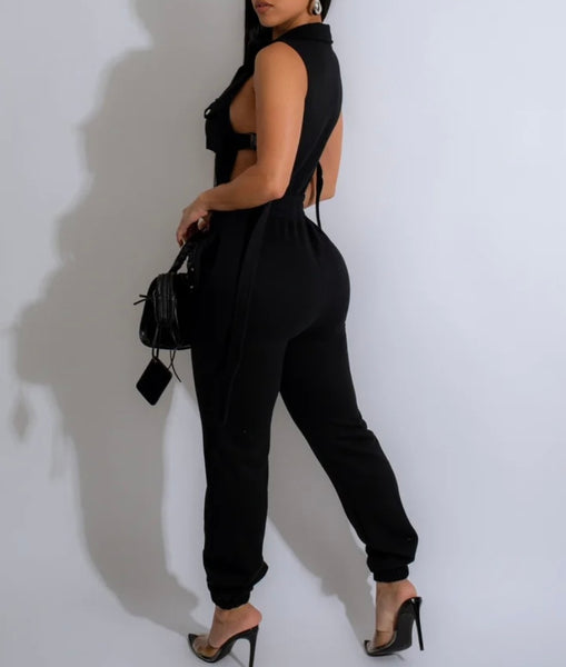 Women Buckled Sleeveless Fashion Solid Color Jumpsuit