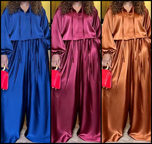Women Color Fashion Full Sleeve Two Sleeve Wide Leg Pant Set