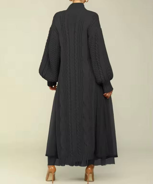 Women Turtleneck Full Sleeve Knitted Sweater Maxi Dress