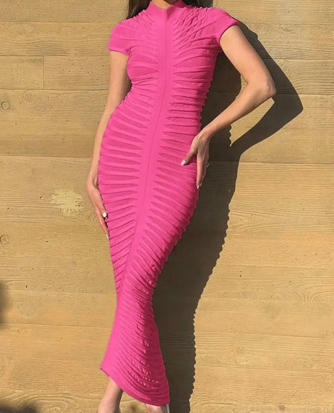 Women Short Sleeve Ruched Sexy Maxi Dress