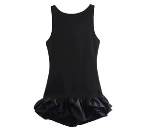 Women Sexy Sleeveless Ruffled Patchwork Dress