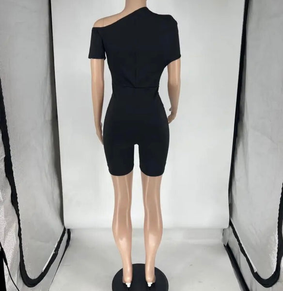 Women Black Sexy Cut Out Off The Shoulder Romper