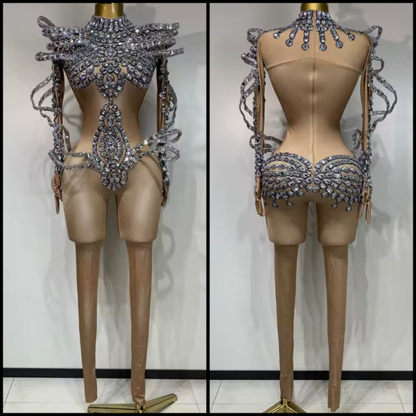 Women Rhinestone Embellishment Full Sleeve Fashion Jumpsuit
