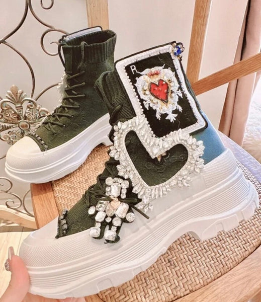 Women Fashion Color Patchwork Platform Lace Up Sneakers