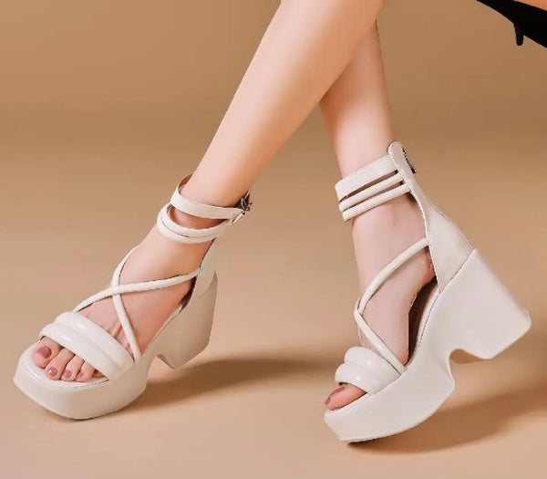 Women Color Platform Fashion Ankle Strap Sandals