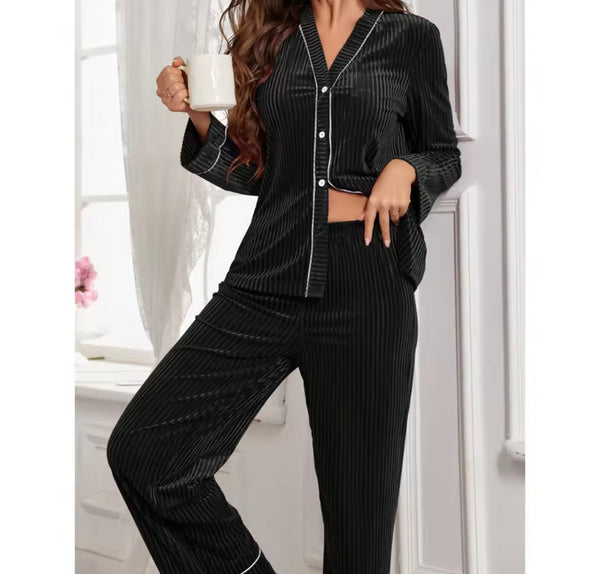 Women Fashion Button Up Lingerie Pant Set
