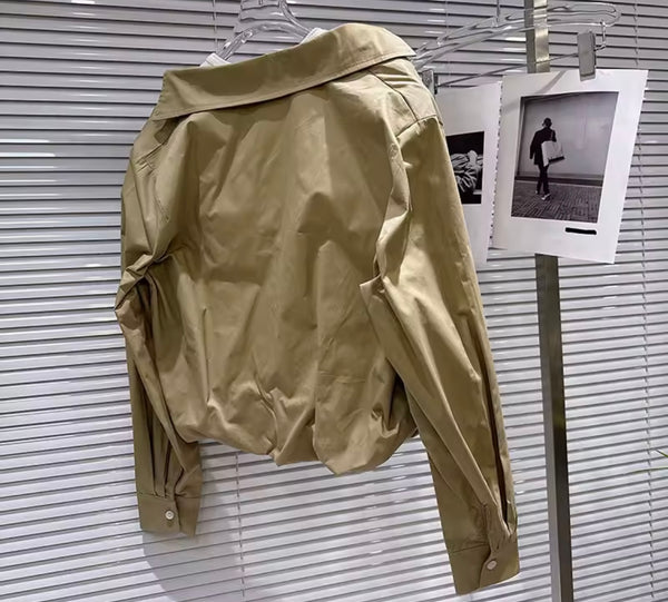 Women Fashion Khaki Tracksuit Two Piece Pant Set