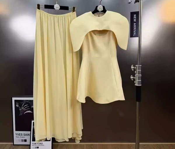 Women Fashion Shawl Dress Three Piece Set