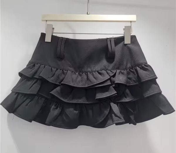 Women Sexy Fashion Color Ruffled Skirt