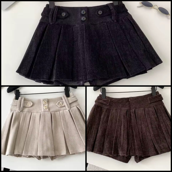 Women Sexy Fashion Button Up Pleated Skirt