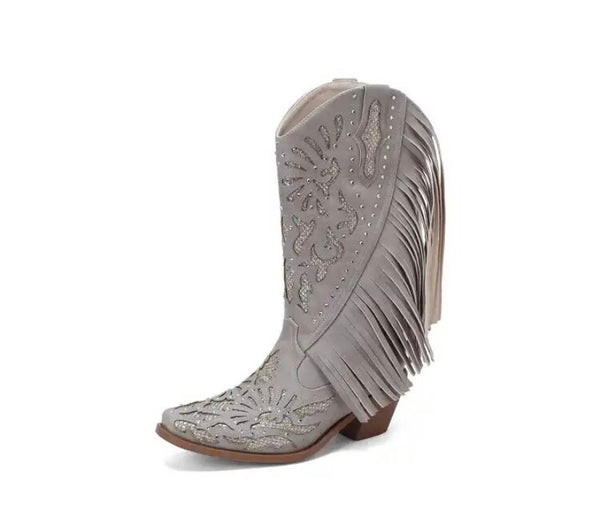 Women Tassel Rivet Fashion Western Boots