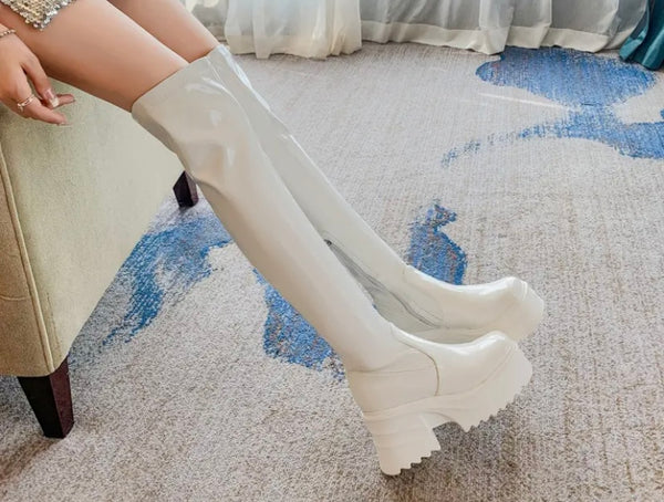 Women Fashion Ankle/Mid/Knee High Patent Leather Boots