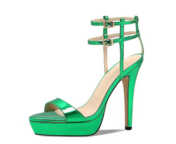 Women Color Fashion Platform High Heel Ankle Strap Sandals