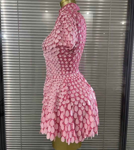 Women Sexy Sequins Short Sleeve Dress