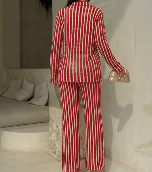 Women Sexy Color Striped Bikini Cover Up Set