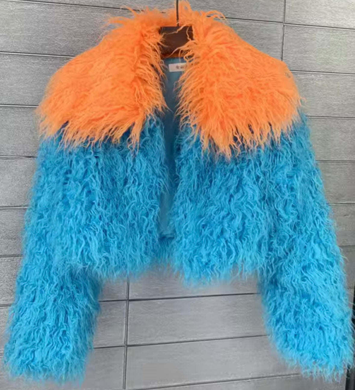 Women Color Patchwork Fashion Faux Fur Short Jacket