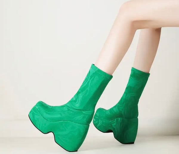 Women Fashion Platform Color Ankle Boots