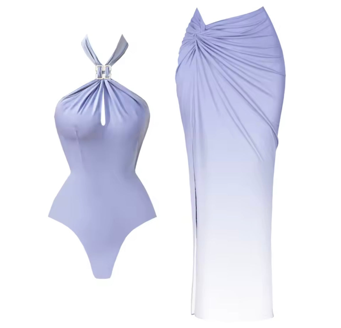 Women Sexy Halter Swimsuit Gradient Cover Up Set