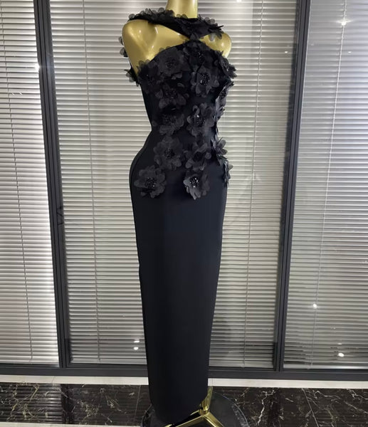 Women Sexy Sleeveless Floral Rhinestone Maxi Dress
