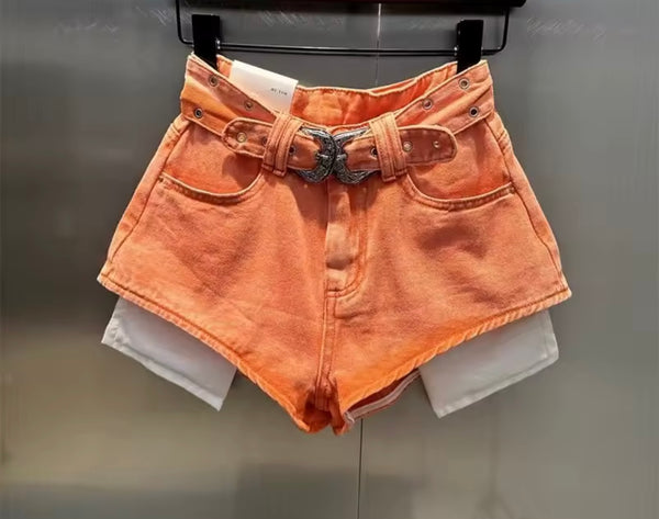 Women Fashion Denim Pocket Mini Shorts