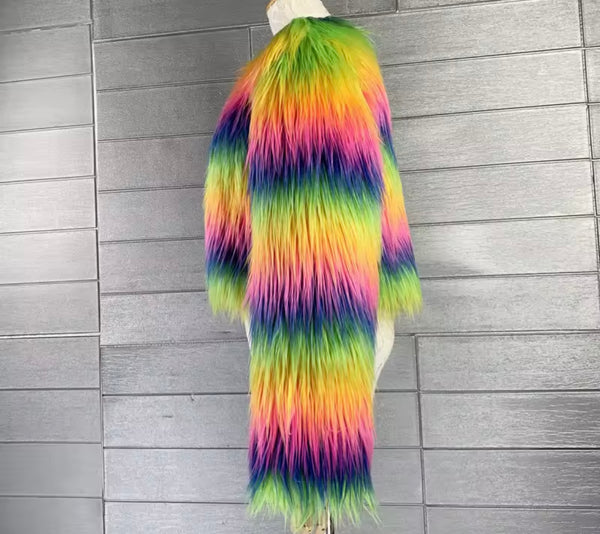 Women Multicolored Fashion Faux Fur Short/Long Jacket