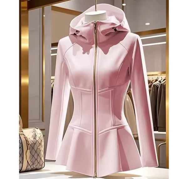 Women Fashion Zip Up Hooded Jacket